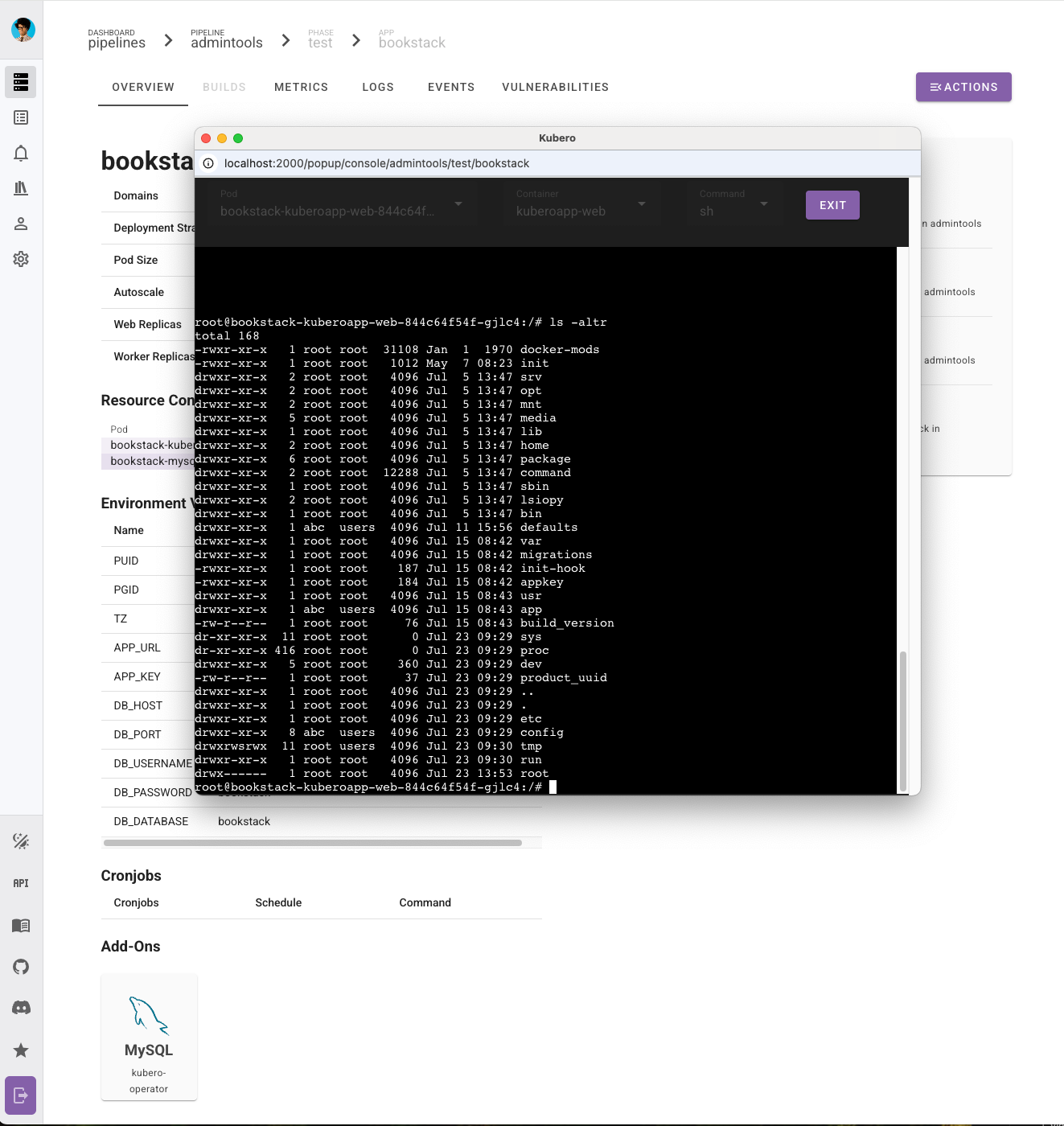 application console